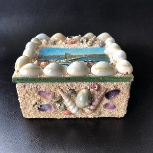 Vintage trinket/jewelry box w/ picture Port Zadar Yugoslavia-Rare-50s or 60s